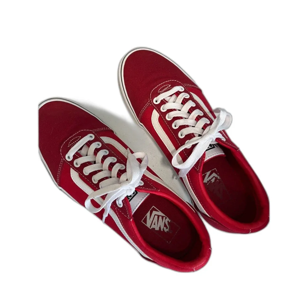 Vans Ward OTW Sidewall Racing Red/White Low Top Skate Sneakers Like New Size 10